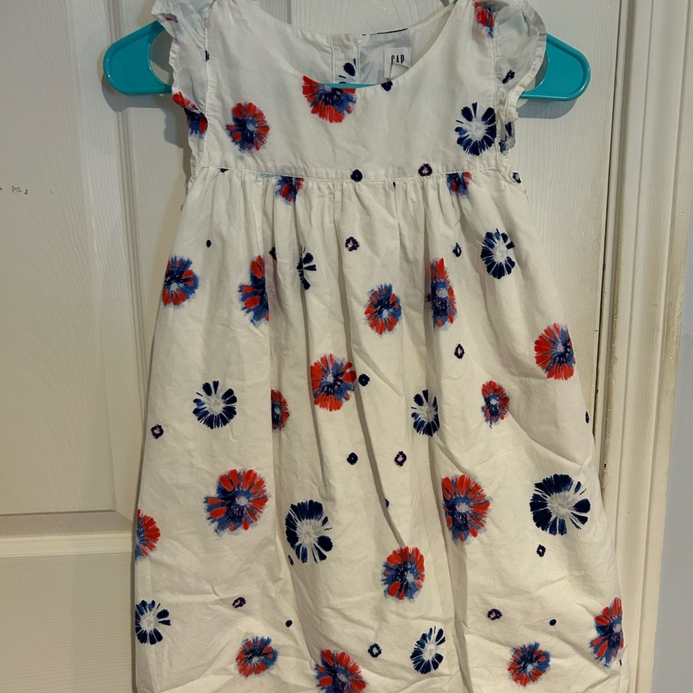 GAP Kids Floral Dress - White with Red and Blue